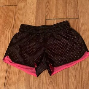 Girls black and pink large BCG gym shorts